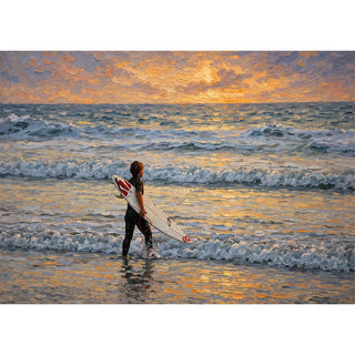 One Last Look at the Horizon: The Story Behind Our Surfer at Sunset Card
