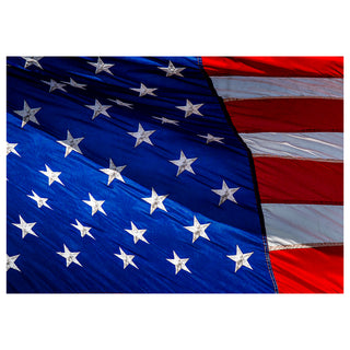 Close-up of an American flag with stars and stripes. Fine Art Greeting Card By Will Davis Studios Photo by Matt Punches