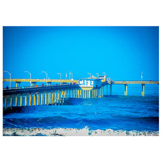 Pier extending into the ocean with a clear blue sky above. Fine Art Greeting Card by Will Davis Studios Photo by Matt Punches