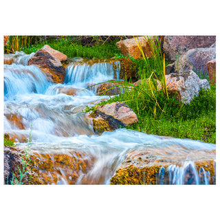 Stream flowing over rocks with greenery. Fine Art Greeting Card by Will Davis Studios Photo by Matt Punches

