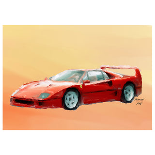 Red sports car on a peach background Ferrari F40