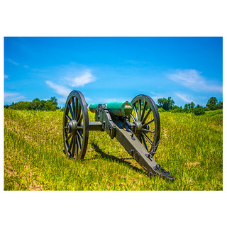 Vintage cannon in a grassy field with a blue sky Vicksburg Mississippi