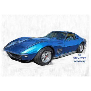 1968 Corvette Stingray in blue on a white background