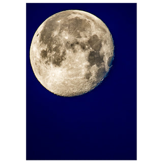 Full moon close-up against deep blue night sky featured on a 5x7 fine art photography greeting card by Matt Punches from Will Davis Studios.