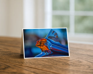Vintage Pontiac hood ornament greeting card from will davis studios 