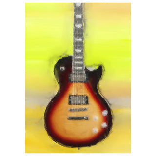 Model of a les paul guitar on a yellow background