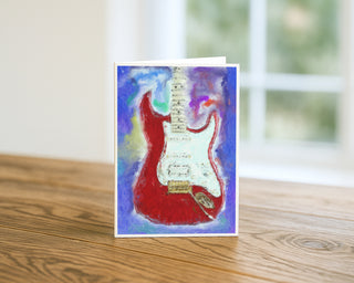 Stratocaster Style Electric Guitar Fine Art Digital Painting Greeting Card (5 X 7)