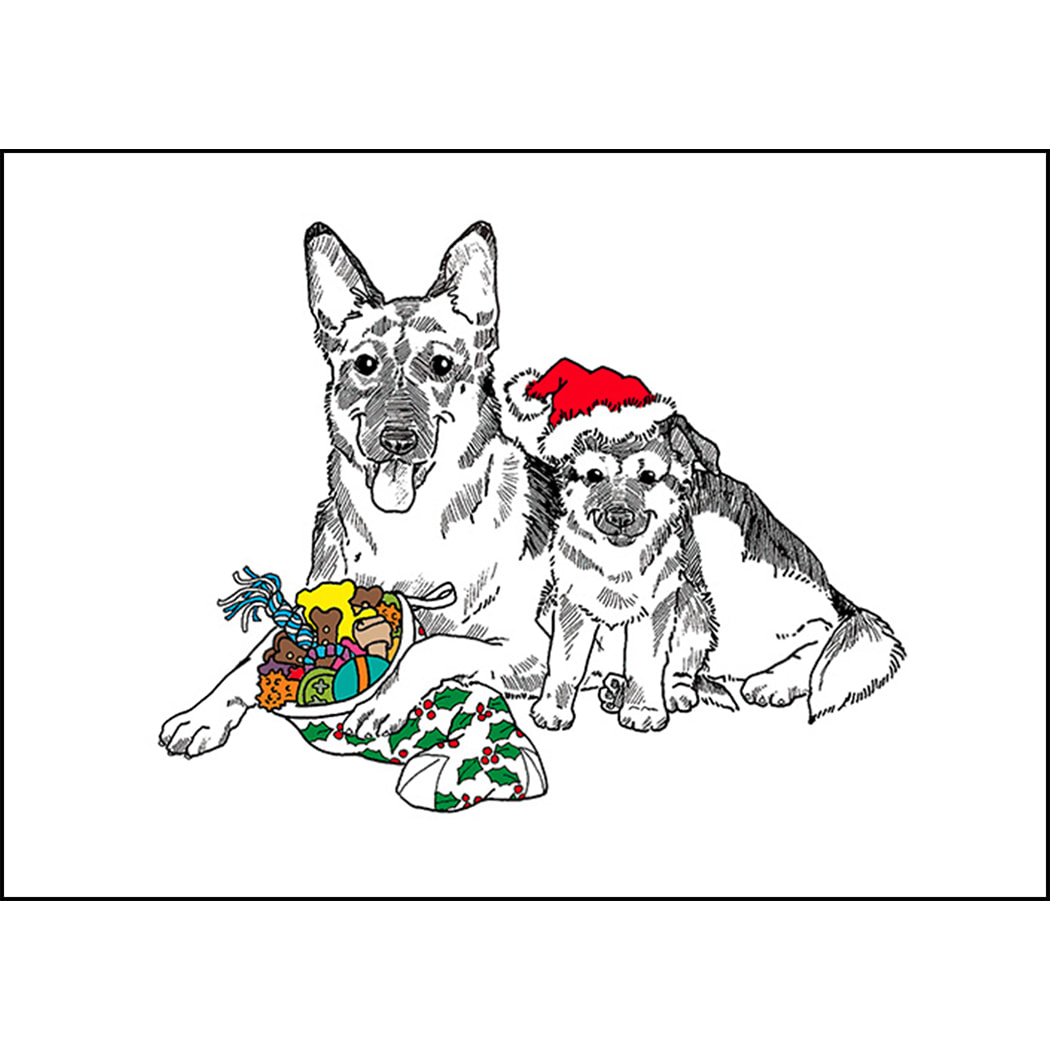 German Shepherd Christmas Fine Art Greeting Card 5 x 7 (Inside Reads